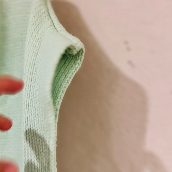 LOFT Mint Green Chunky Knit Sweater, size L Orig $65 Relaxed Layering - Picture 4 of 7